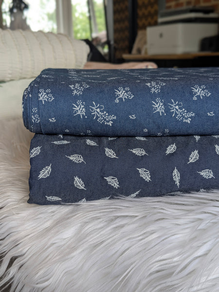 Navy Petite Prints |Polycotton Chambray| By the Half Yard
