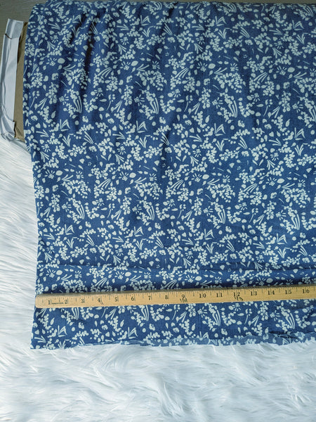 Sprigs on Denim Blue |Denim Look Poly Cotton| By the Half Yard