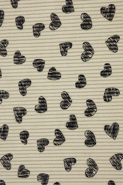Handdrawn Hearts Corduroy Wide Ribs| Cotton| By the Half Yard