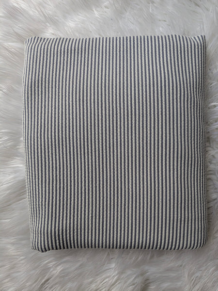Navy Pucker Stripe Poly Knit| By the Half Yard