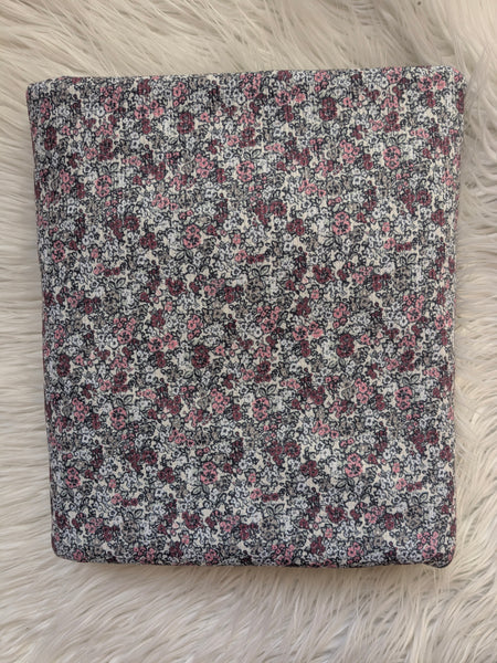 Pink & Grey Petite Print| Pointelle Rib Knit|By the Half Yard
