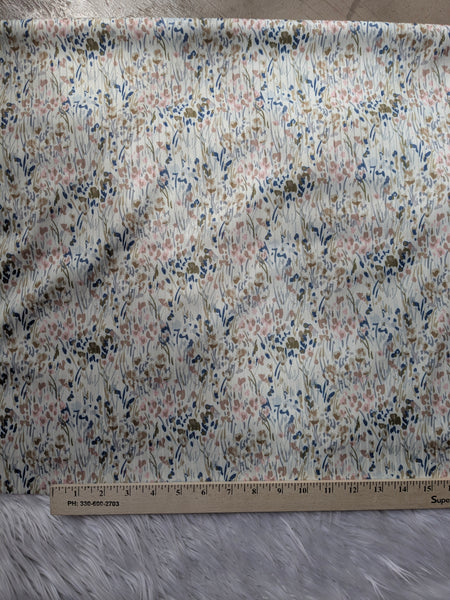 Custom Print| Spring Toss on Cream | Unbrushed Rib Knit|By the Half Yard