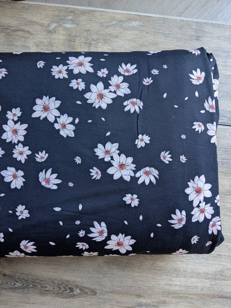 Kimberly Floral in Black• Eureka Jersey Knit|By the Half Yard