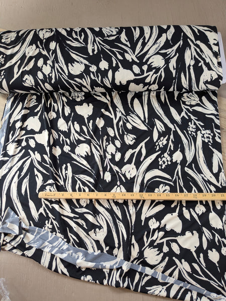 Taupe Stems on Black DTY | By the Half Yard