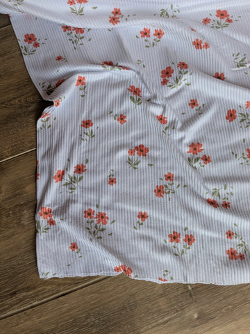 Salmon Mini Floral| Yummy Rib Knit|By the Half Yard