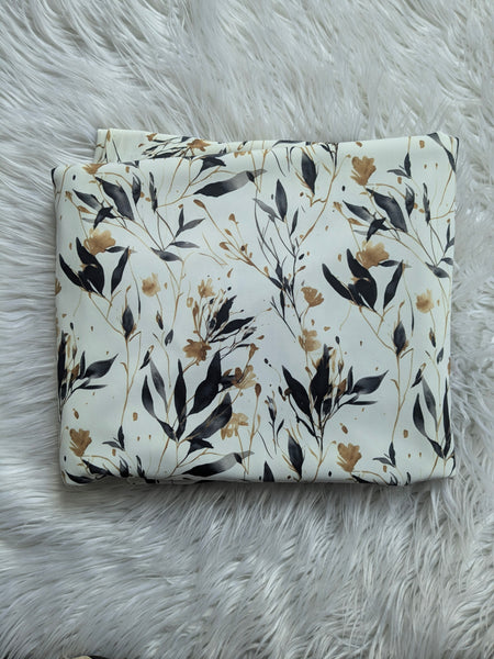 Gold & Black Leafy Print | Loulou Knit|By the Half Yard