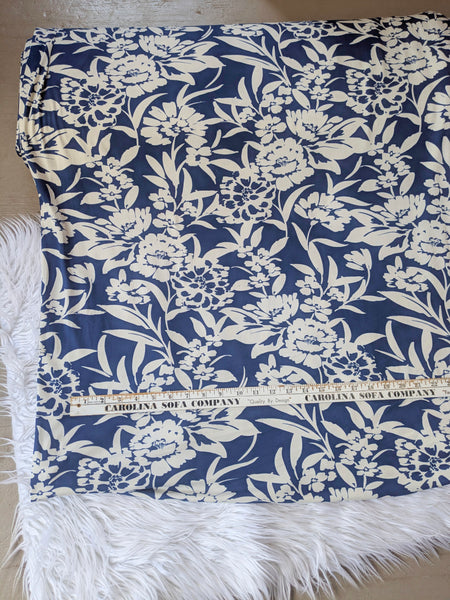 Navy With Large Floral|Double Brushed Poly|By the Half Yard