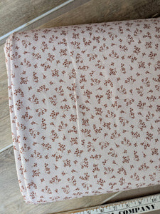 Custom Print| Petite Rust Sprigs on Cream  |Polyester Slub Linen Look| By the Half Yard