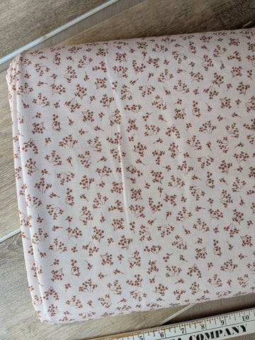 Custom Print| Petite Rust Sprigs on Cream  |Polyester Slub Linen Look| By the Half Yard