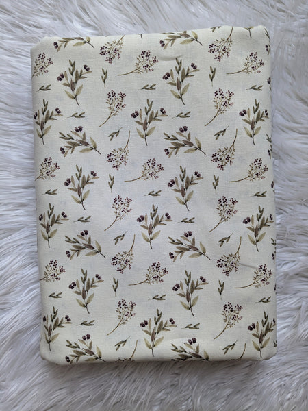 Deep Wine Stems |Linen Cotton| By the Half Yard