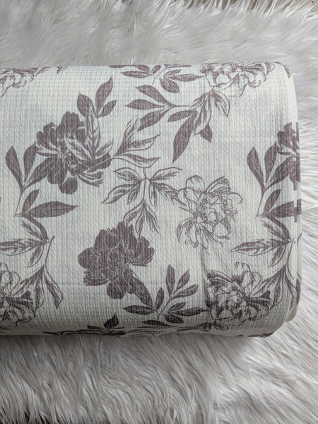 Custom Print |Dusty Plum Floral|Textured Missioni Knit| By the Half Yard