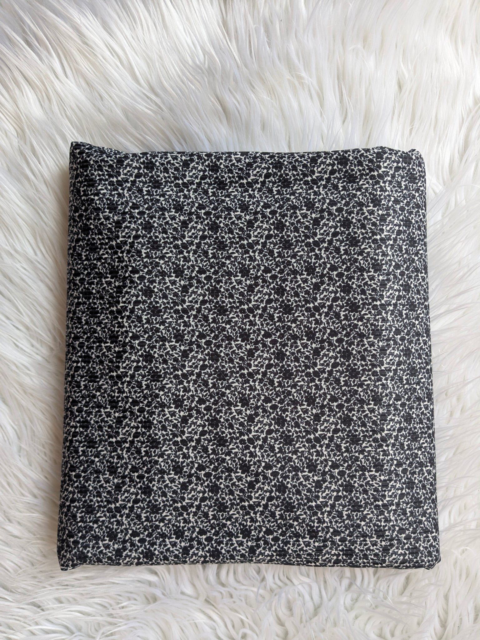 Custom Design| Inverted Black Micro Floral Print |Unbrushed Rib Knit|By the Half Yard