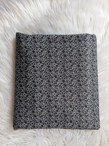 Custom Design| Inverted Black Micro Floral Print |Unbrushed Rib Knit|By the Half Yard