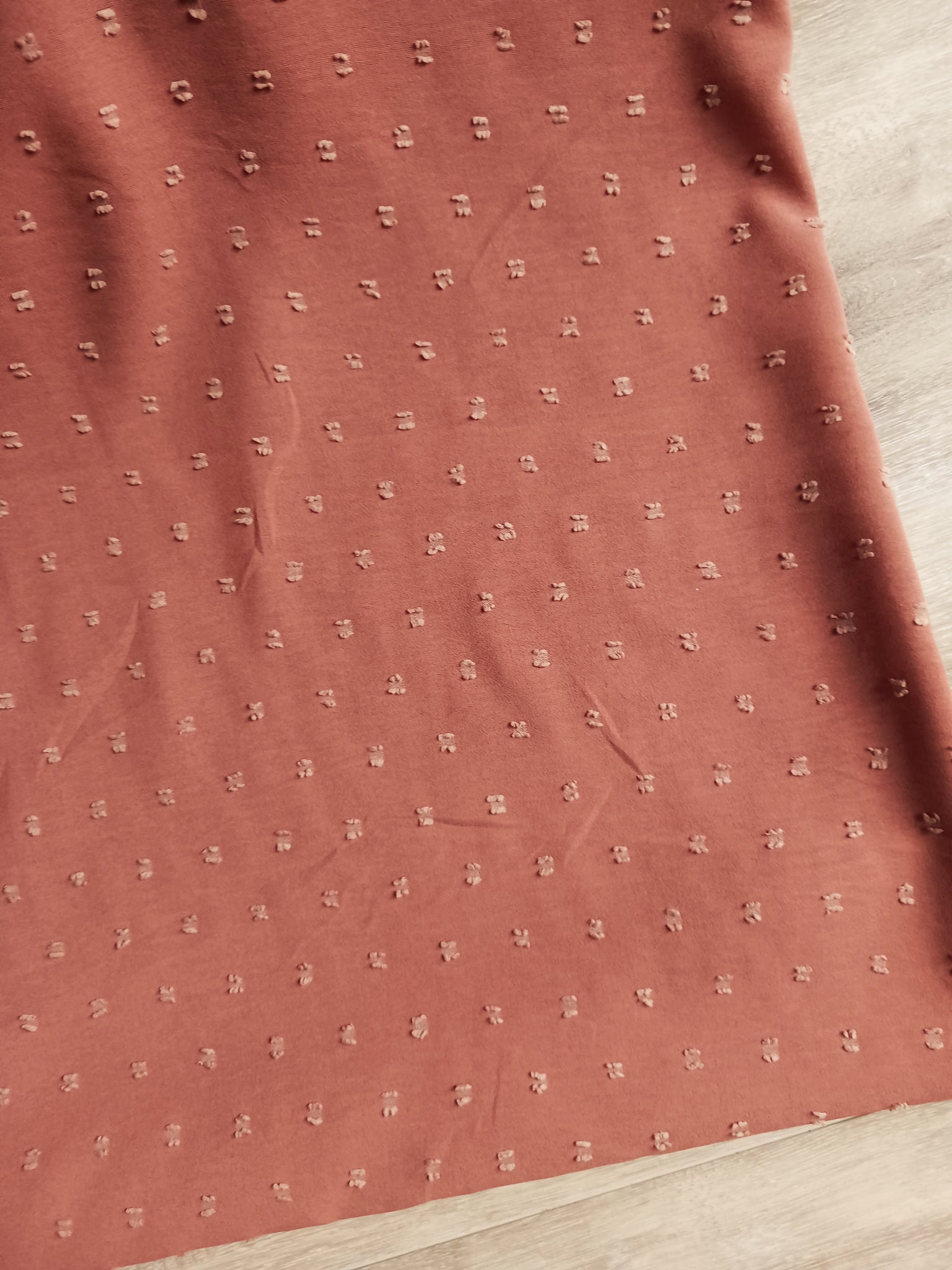 Clay Rust|Polyester Swiss Small Dots | Textured Solids|By the Half Yard