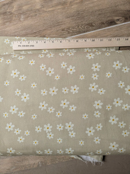 Daisies on Tan|Cotton Linen Blend  | By the Half Yard