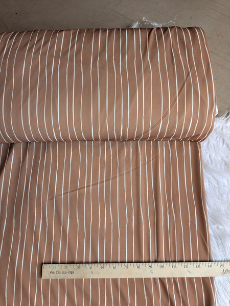 Cognac Wavy Pinstripe | Mini Rib Knit |By the Half Yard