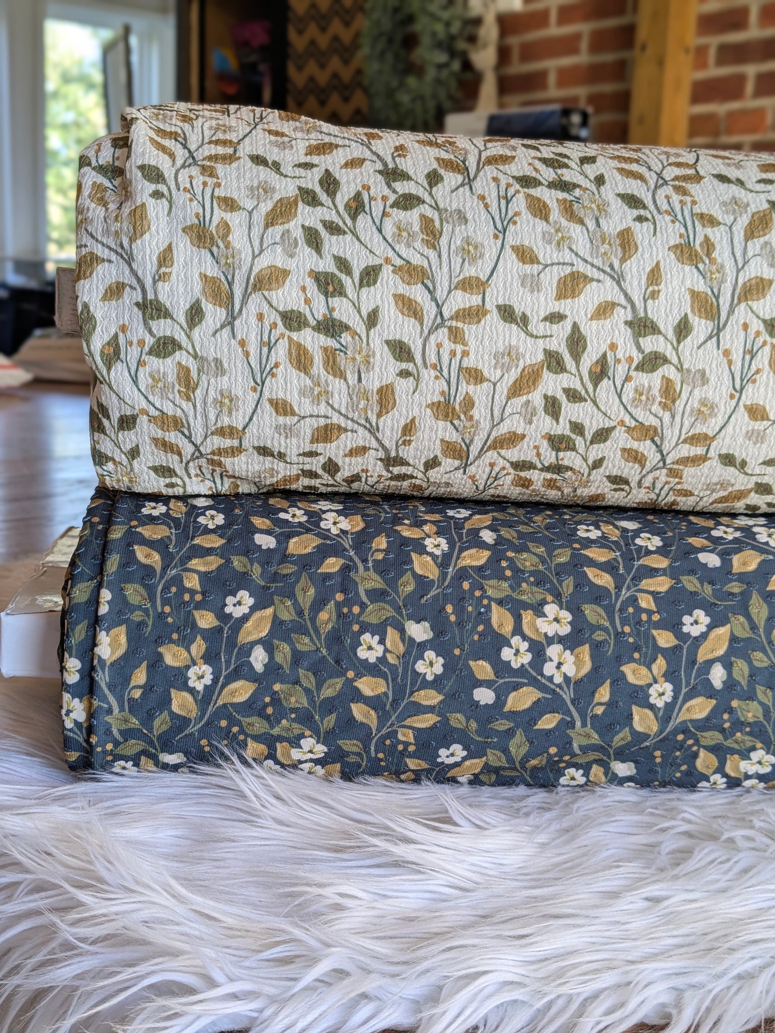 Custom Print|Leafy Print on Swiss Dot Knit or Missioni |By the Half Yard