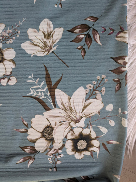 Aqua Blue Embossed Poly Knit| By the Half Yard