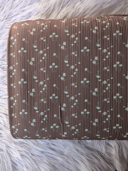 Custom Print| Petite Blooms on Butterscotch | Unbrushed Variegated Rib Knit|By the Half Yard