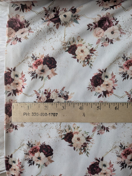 Burgundy Gold Bouquet| Loulou Knit or Moss Crepe |By the Half Yard