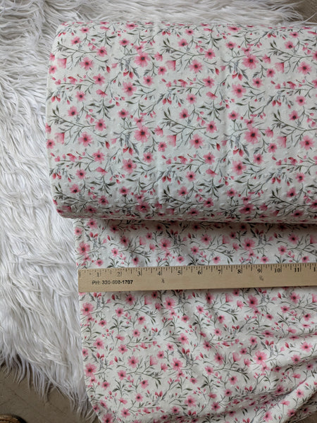 Spring Pink Floral| Swiss Dot Knit |By the Half Yard