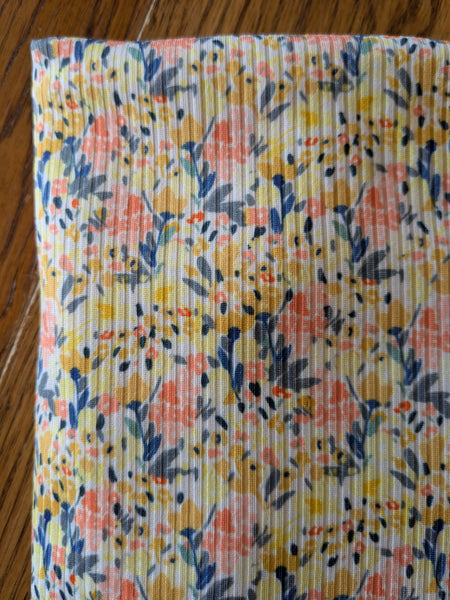 Custom Print | Yellow Mini Print | Unbrushed Rib Knit|By the Half Yard