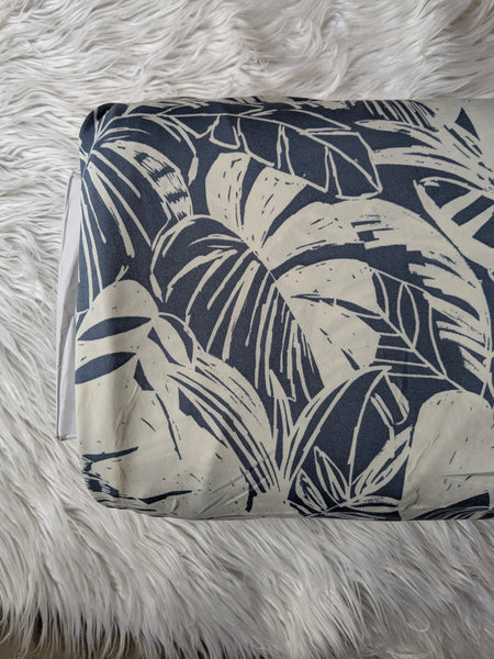 Tropical Leaves on Denim Blue DTY | By the Half Yard
