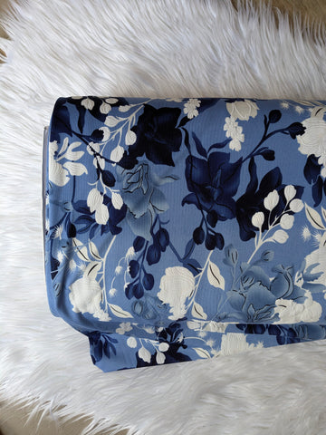 Large Navy Floral DTY w/ Embossed Puff | By the Half Yard