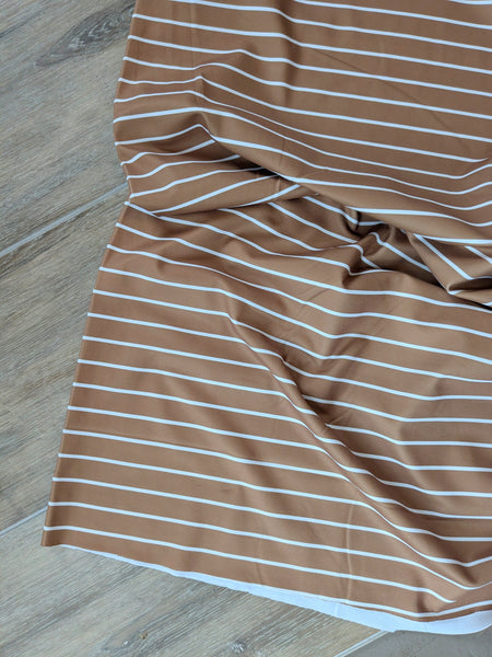 Camel Pinstripes • Eureka Jersey Knit|By the Half Yard