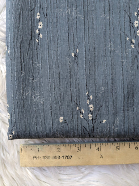 Slate Blue Sprigs |Crush Polyester|By the Half Yard