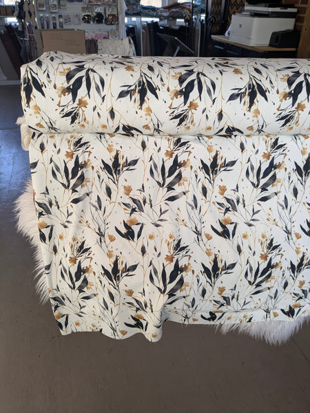 Gold & Black Leafy Print | Loulou Knit|By the Half Yard