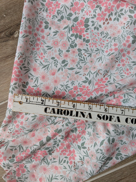 Custom Print | Tickle me Pink Floral |Poly Petite Swiss Dot |By the Half Yard
