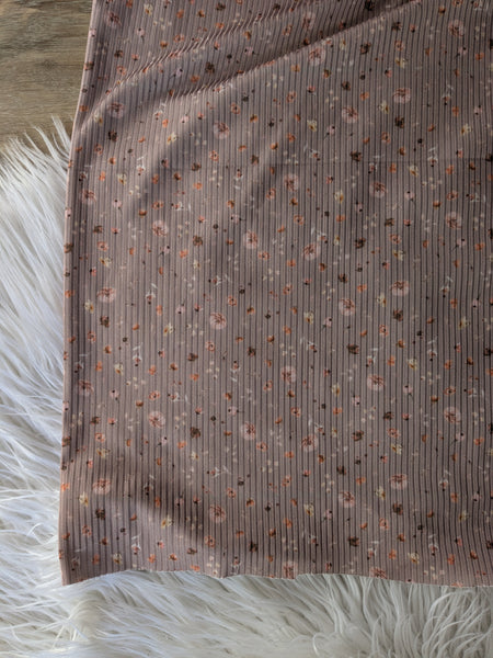 Custom Print | Petite Scattered Floral |Unbrushed Variegated Rib Knit|By the Half Yard