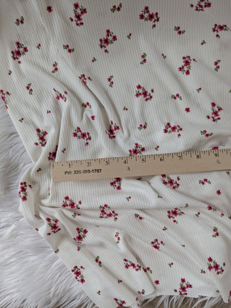 Deep Pink Petite Bouquet| Yummy Rib Knit|By the Half Yard