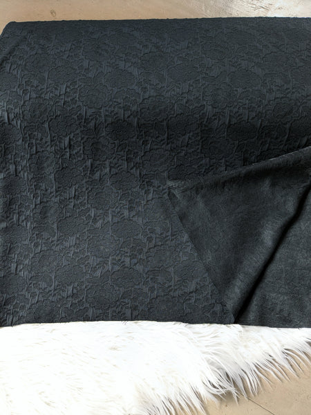 Black Lacy Look Knit|52" wide Solids|By the Half Yard