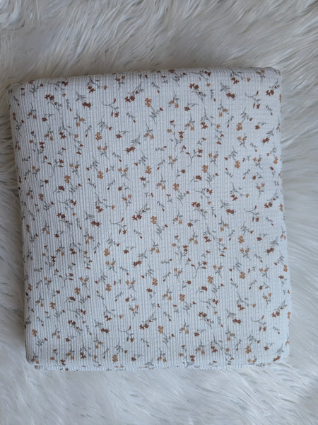 Rust & Cognac Petite Print | Pointelle Rib Knit|By the Half Yard