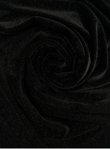 Black Sparkle Stretch Velvet|Solids |By the Half Yard