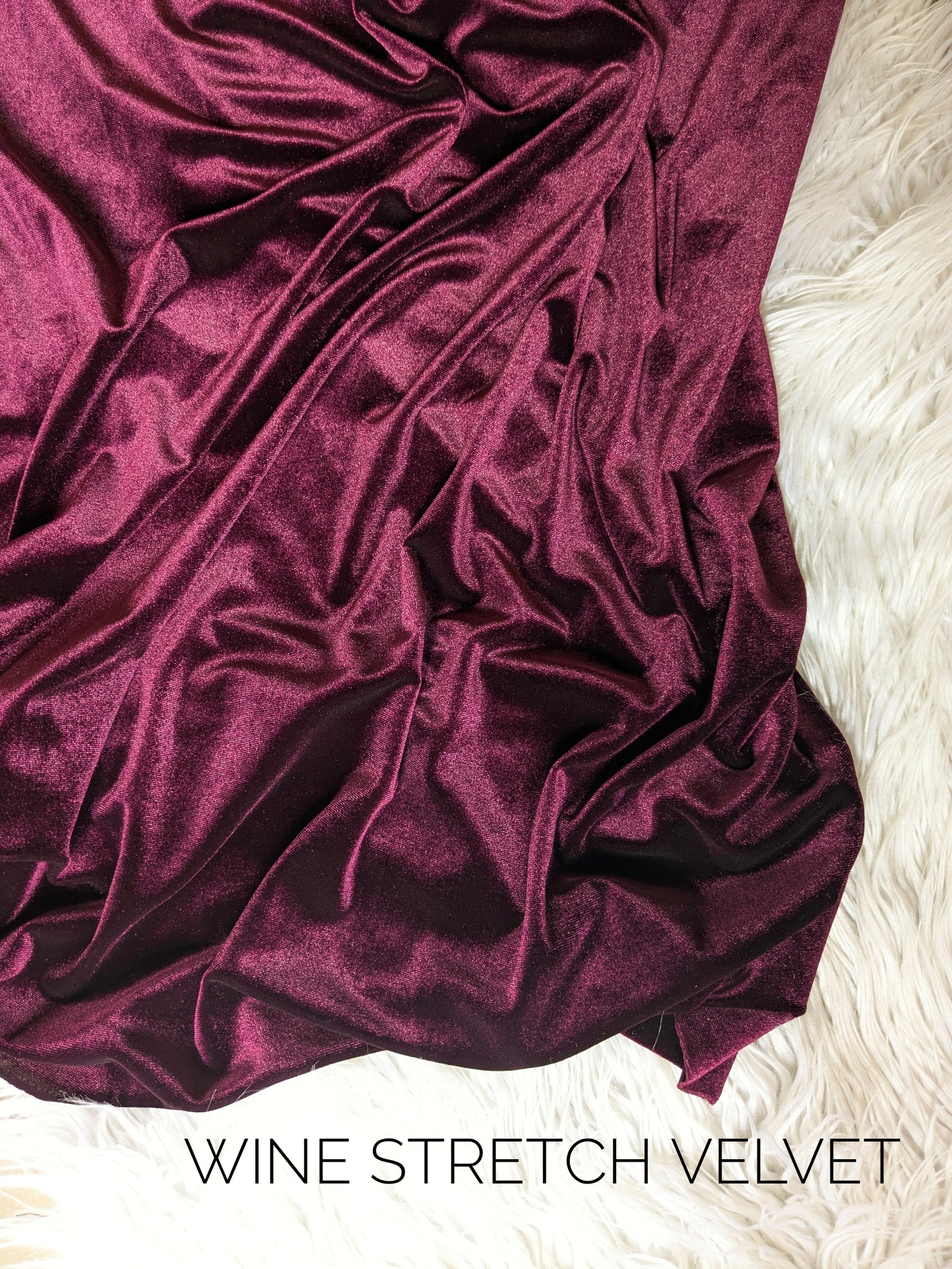 Wine Stretch Velvet|Solids |By the Half Yard