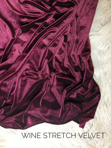 Wine Stretch Velvet|Solids |By the Half Yard