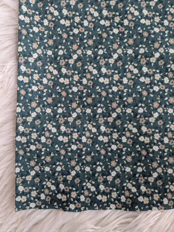 Custom Print|Mini Print on Evergreen|Polyester Slub Linen Look| By the Half Yard