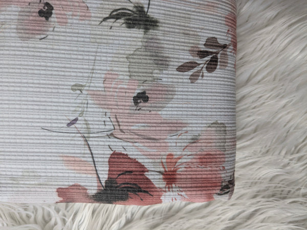 Watercolor Bouquet| Pointelle Rib Knit|By the Half Yard