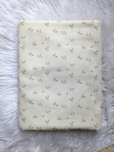 Rust & Ivory Rosebuds|Linen Cotton| By the Half Yard