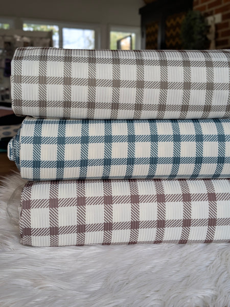 Simple Plaid| Unbrushed Rib Knit|By the Half Yard