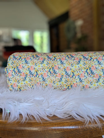 Custom Print | Yellow Mini Print | Unbrushed Rib Knit|By the Half Yard
