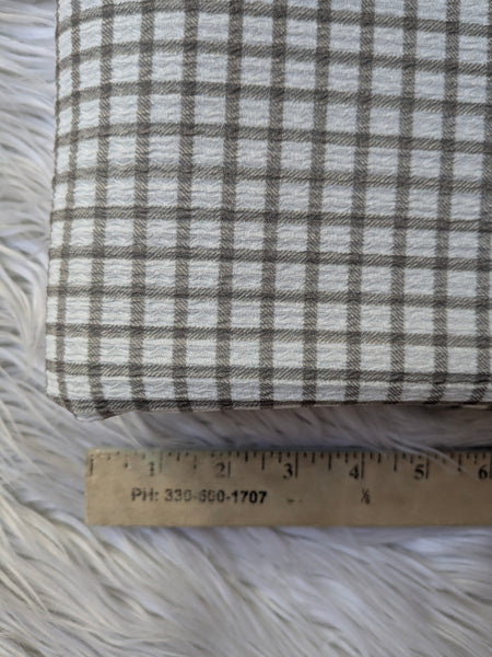 Custom Print |Light Brown Windowpane Plaid  |Textured Missioni Knit| By the Half Yard