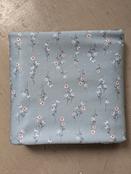 Wildflowers on Seafoam  | Swiss Dot Poly Knit |By the Half Yard