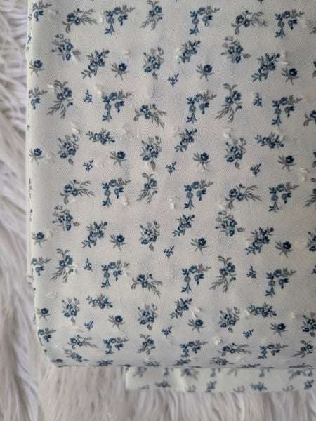 Custom Print| Petite Blue Mini Print | Polyester Petite Swiss Dot |By the Half Yard