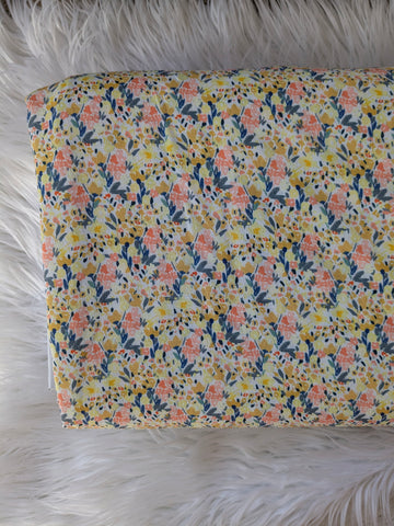 Custom Print | Yellow Mini Print | Feather Poly | By the Half Yard