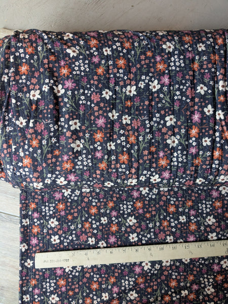 Christy Floral in Black • Summer Breeze Knit|By the Half Yard
