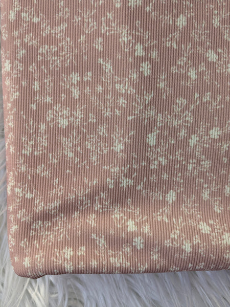 Soft Pink Petite Print | Mini Rib Knit |By the Half Yard